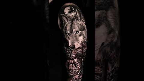 Cute Realistic Wolf Tattoo #shorts #tattoos #inked #youtubeshorts