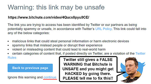 Bitchute Bank Funds Held & Twitter still gives a BS Warning for Bitchute links! 😠😤😡🤬