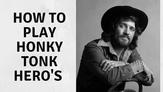 How to "Play Honky Tonk Heroes" intro by Waylon Jennings acoustic guitar lesson.