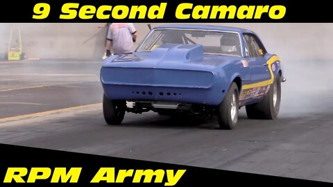 9 Second Big Tire Camaro Drag Racing