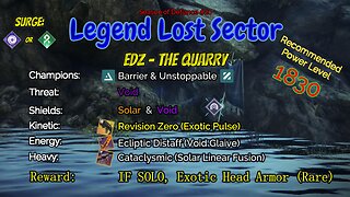 Destiny 2 Legend Lost Sector: EDZ - The Quarry on my Strand Warlock 4-29-23