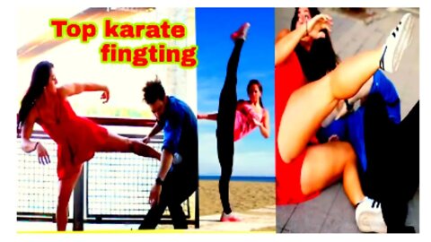 Girls top fighting action and performance karate & kungfu fighting girl hit fighting hot fight