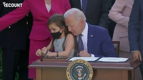 Creep Biden Takes Advantage of Photo Shoot to Breathe Down Little Girl's Neck