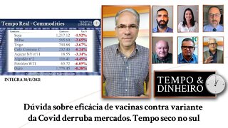 Dúvida sobre eficácia de vacinas contra variante da Covid derruba mercados. Tempo seco no sul