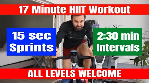 Spin Class - 17 Minute Indoor Cycling HIIT Workout - 15 Second Sprints