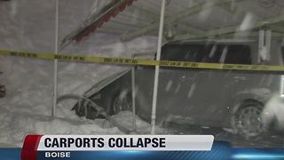 Heavy snow collapses carports