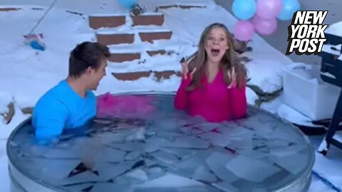 Couple roasted for jumping into ice bath for 'weirdly random' gender reveal
