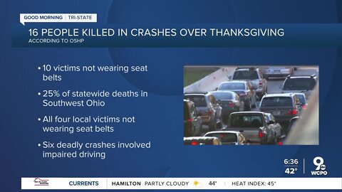 16 people killed in Ohio crashes over thanksgiving travel week