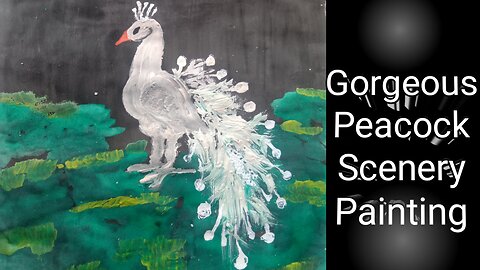 Peacock scenery painting|Art for peacock|Beautiful peacock scenery