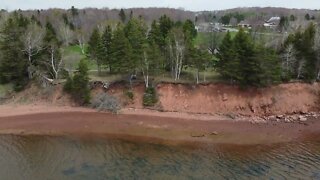 Overhead view of a beach in Charlottetown