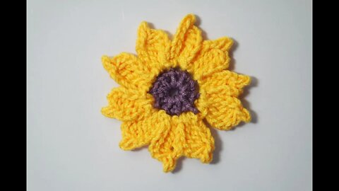 How to crochet sunflower motif free written pattern in description