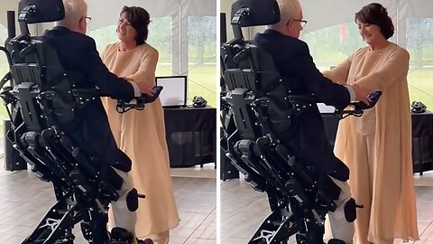 Bride wears roller-skates to dance with husband in wheelchair
