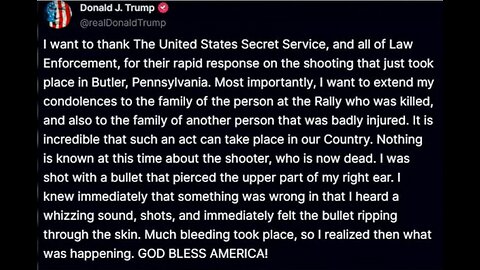 🚨Pres Trump's First Response After Butler Pennsylvania rally assassination attempt 7-14-24 Professo