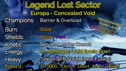 Destiny 2 Legend Lost Sector: Europa - Concealed Void on my Warlock 10-17-22