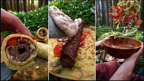 Amazing Kebab recipe😱🔥💯 prepared outdoors 🌲