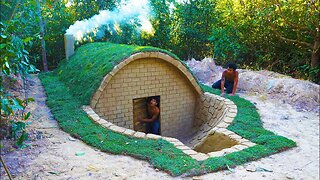 45Days Building Underground House with Decoration Underground Living Room