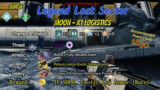 Destiny 2 Legend Lost Sector: Moon - K1 Logistics on my Arc Warlock 6-5-23