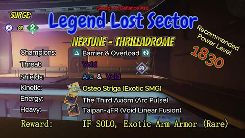 Destiny 2 Legend Lost Sector: Neptune - Thrilladrome on my Void Hunter 5-5-23