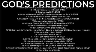 GOD'S PREDICTIONS: Harris crash 10/17; dirty bomb NYC 9/25; Trump death 11/7; Israel bomb Iran 10/9