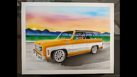 Chevy K5 pro touring blazer airbrush rendering