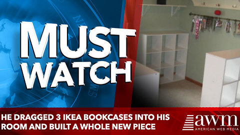 He Dragged 3 Ikea Bookcases Into His Room And Built A Whole New Piece of Furniture