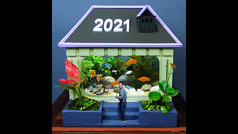 Amazing! Build beautiful mini home aquarium from foam boxes and cement