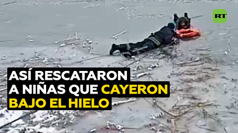 Dramático rescate de dos niñas en un lago congelado