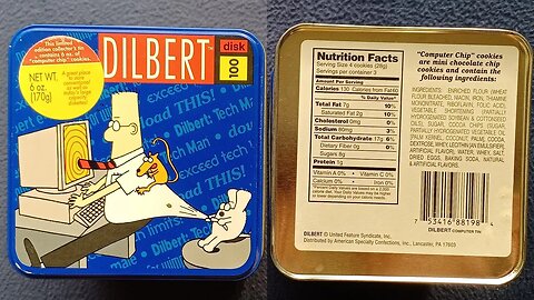 CURIOS for the CURIOUS 139: DILBERT COMPUTER CHIP COOKIE TIN BOX, 1998 Series #1