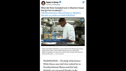 Tafari Campbell (Chef of Barack Obama) died suspiciously..