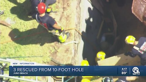 3 people rescued from 10-foot hole in Juno Beach