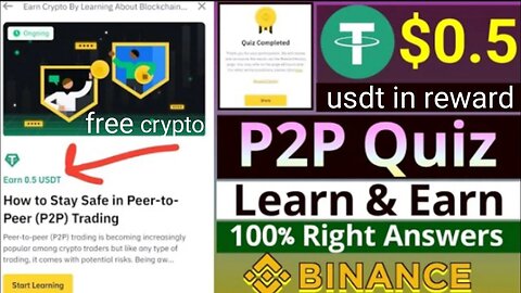 Binance learn and earn quiz answers today | binance p2p quiz answers | binance trading