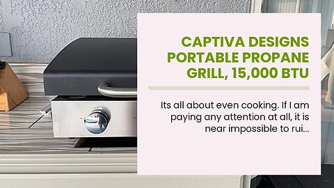 Captiva Designs Portable Propane Grill, 15,000 BTU Output TableTop Liquid Gas Grill with 2 Stai...