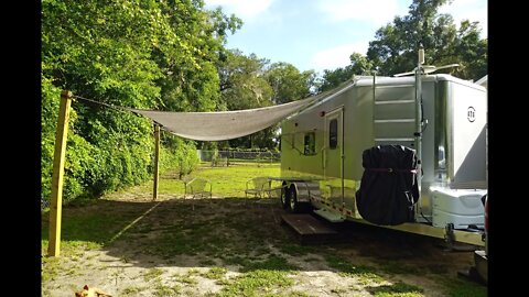 E28 Keeping Trailer Cooler With A Sun Shade - Travel Trailer Conversion – Just Keep On Moving