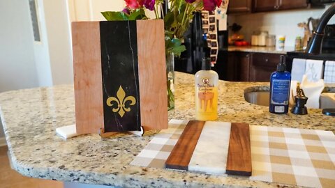 Glowforge Project - Marble and Wood Serving Board