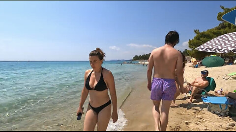 BIKINI BEACH | Greece beach | Kalogria Halkidiki ðï¸ Beach Walk 2023