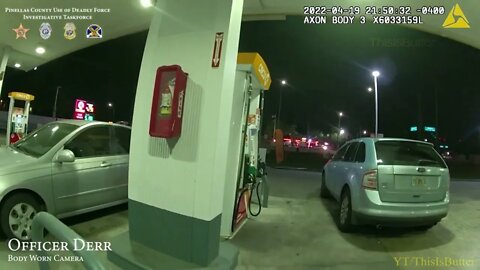 Body camera footage showing the moment a suspect opened fire on a Florida officer at a gas station