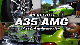 Mercedes A35 AMG | Cleaning & Coating Satin Green Wrap | DIRTY Wrap Coming Back to LIFE!
