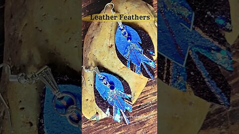 BLUES SHADOW, 2-inch, leather feather-inspired earrings