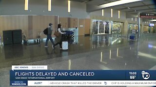 Flights were delayed and canceled at San Diego International Airport