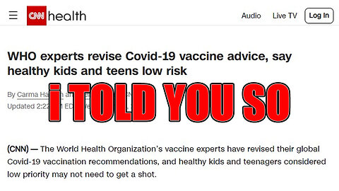 The WHO Says Healthy Children Are At Low Risk.... I Told You So