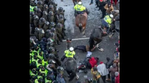 Police THUGS in Canada Ride Horses over woman