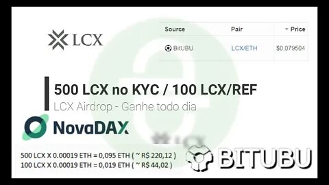 Finalizado - Airdrop - LCX - R$ 220 reais + R$ 40 reais/referencia - Sempre pagando