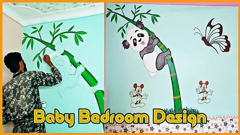 Kids Bedroom Wall Art for beginners | Panda 🐼 wall painting designs (DIY)