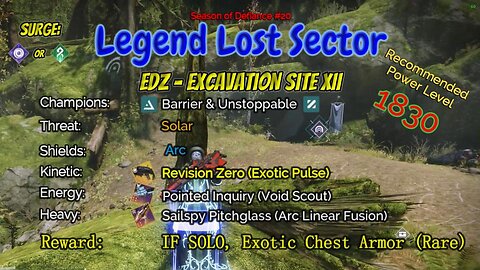 Destiny 2 Legend Lost Sector: EDZ - Excavation Site XII on my Titan 4-16-23