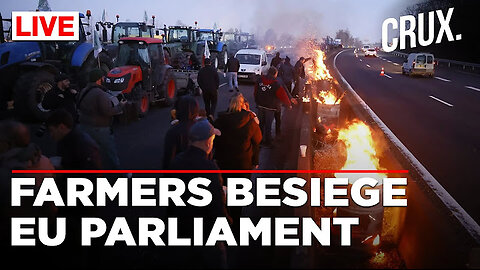 Protesters Besiege EU Parliament. Dramatic Scenes of Fire & Tractor Barricades As Belgian Farmers Scale Up Protests