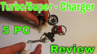 GT//Rotors Five Piece Auto Parts Metal Key Chain Set - Spinning Turbo Keychain, Six Speed Manual Gea