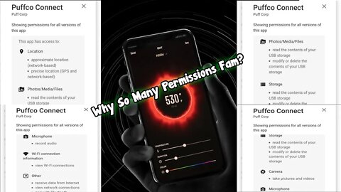 Puffco Peak Pro App Permission Overload! Watchu need all this for Roger? might be a mistake....