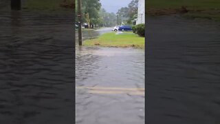 Rain flooding street