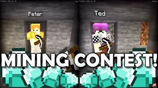 MINING CONTEST! | Minecraft 2-Player SPLIT SCREEN Co-Op PART 12 | Nintendo Switch Bedrock | BASEMENT