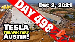Tesla Gigafactory Austin 4K Day 498- 12/2/21- MORE PAVEMENT, CEMENT, ROOF INSULATION AT GIGA TEXAS!